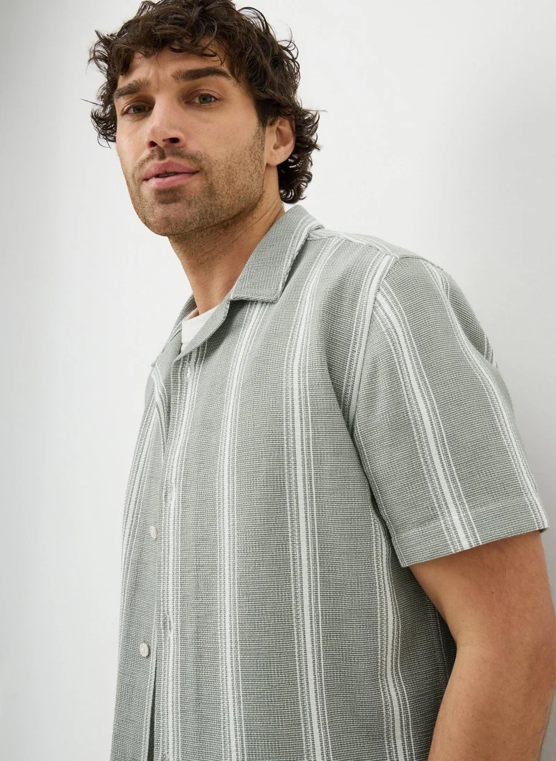 ماتلان Khaki Stripe Cheesecloth Shirt